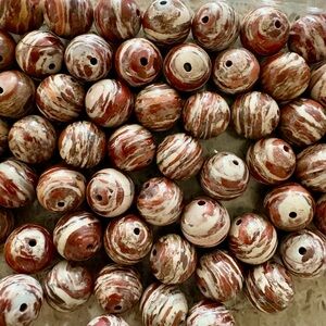 Brown and Cream  Glass Swirled Beads